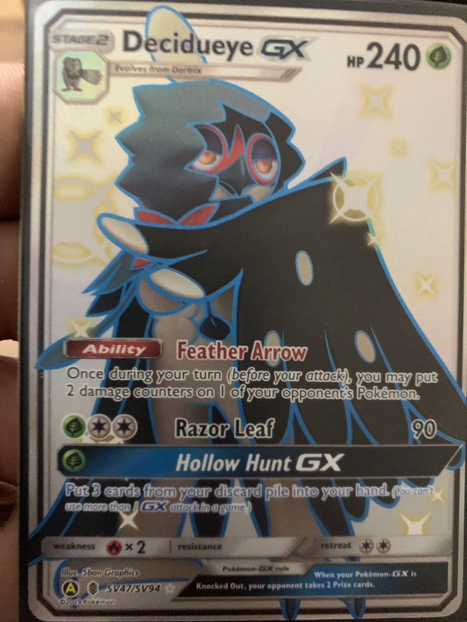 Pokemon DECIDUEYE GX SV47//SV94 Hidden Fates Shiny Vault Ultra Rare NM//MINT
