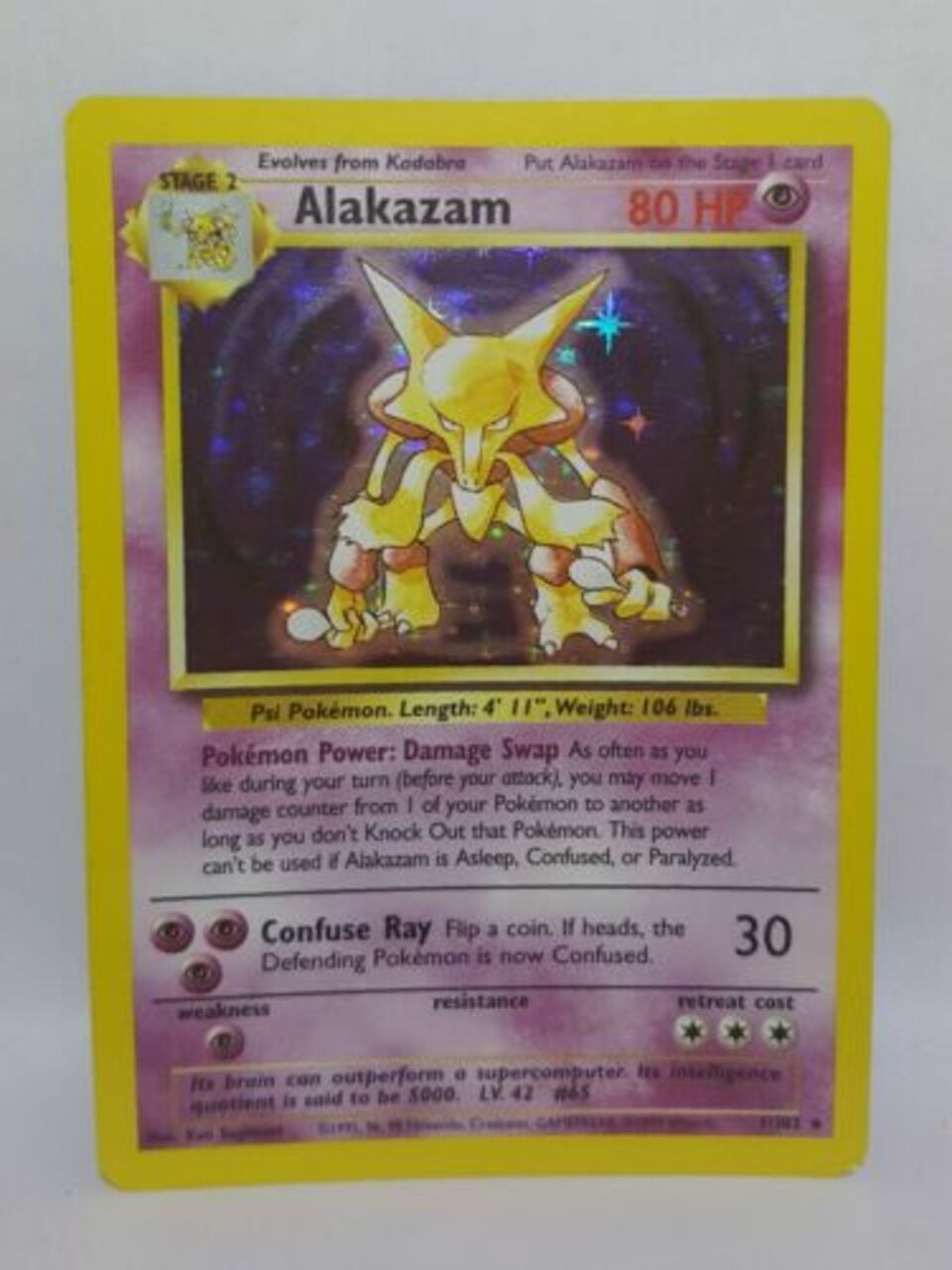 Pokemon WOTC Alakazam 1//102 Base Set UNLIMITED Holofoil Rare LP