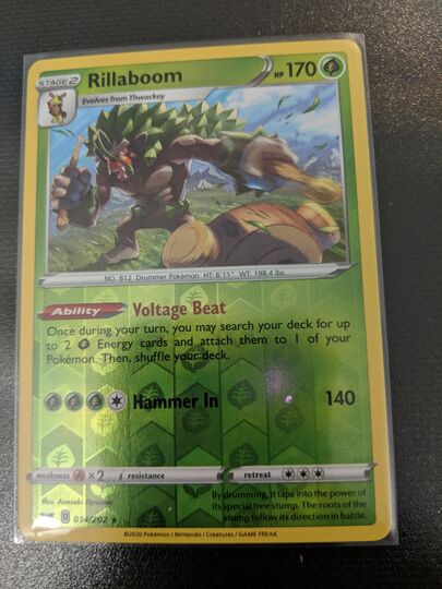 1x Rillaboom HOLO Rare Sword & Shield 014/202 Pokemon Card TCG NM 1x Rillaboom HOLO Rare Sword & Shield 014/202 Pokemon Card TCG NM