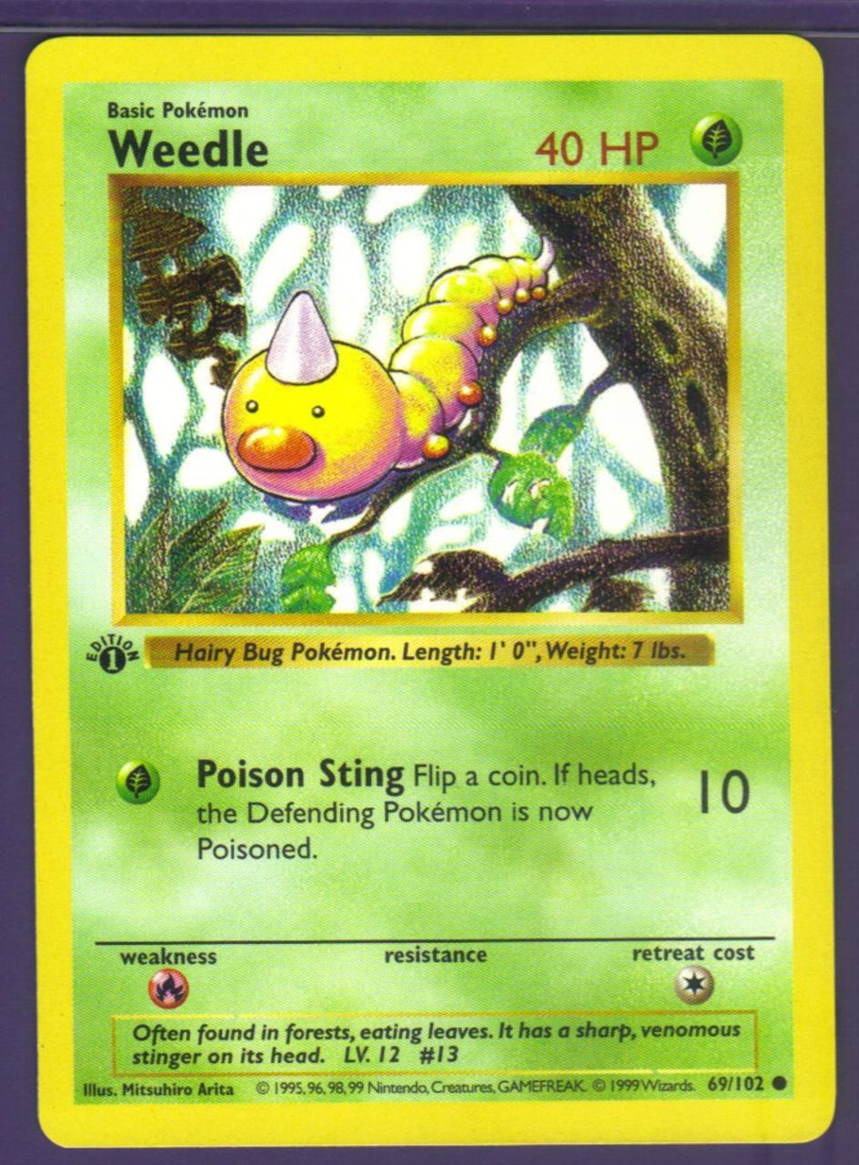 Pokemon TGC Excellent 69//102 Base Set Weedle